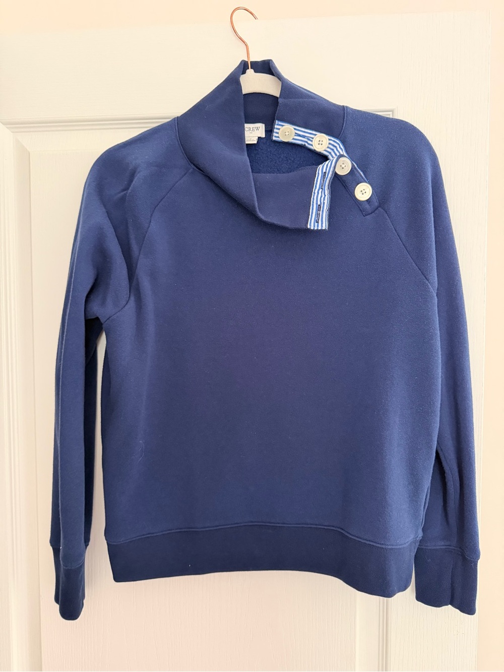 J Crew Women’s Navy Funnel Neck Button Sweater